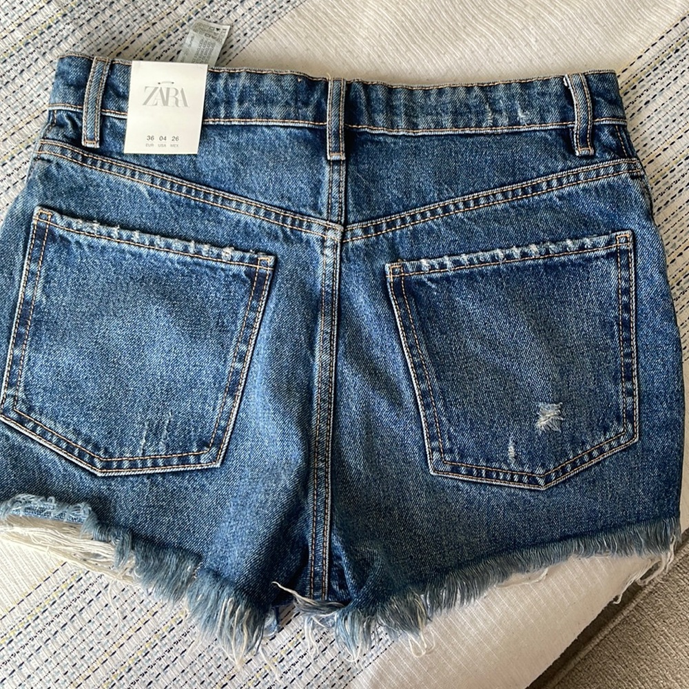 NWT Zara High Rise Denim Shorts 4